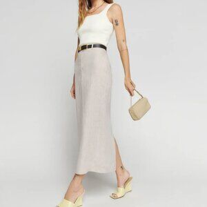 Reformation Gia Linen Skirt in Oatmeal Size 8
